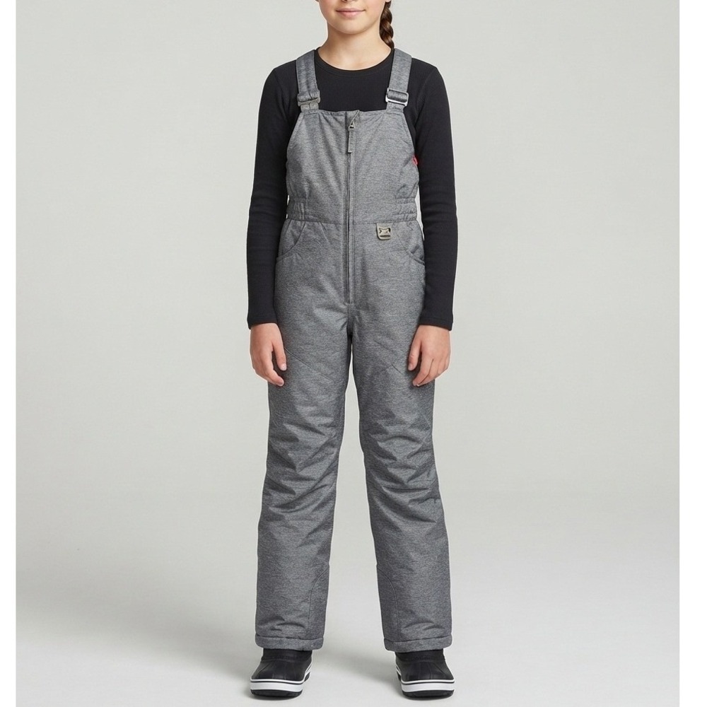 ZeroXposur Girls Gray Heather Snow Bibs Insulated Overalls Pink Lining Size 6/6X